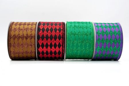 Glitter Harlequin Pattern Wired Ribbon_KF9865.KF9866.KF9867